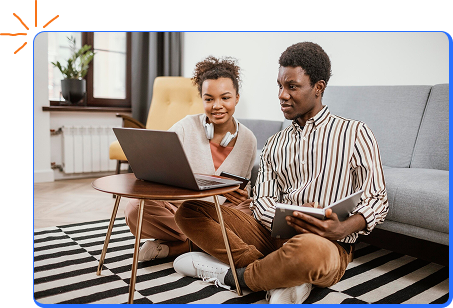 Two people comparing options